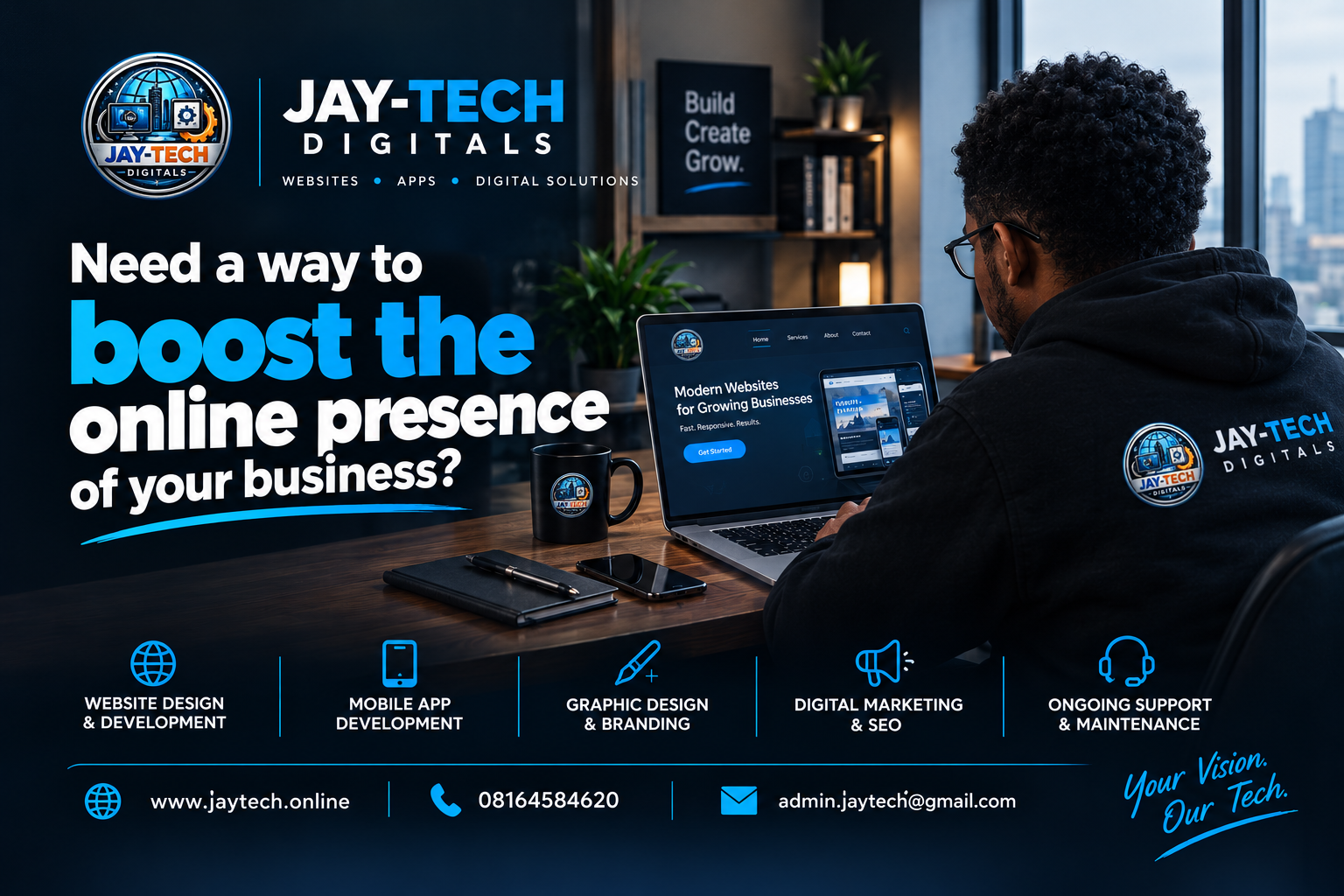 JayTech Digitals — a developer building a modern website